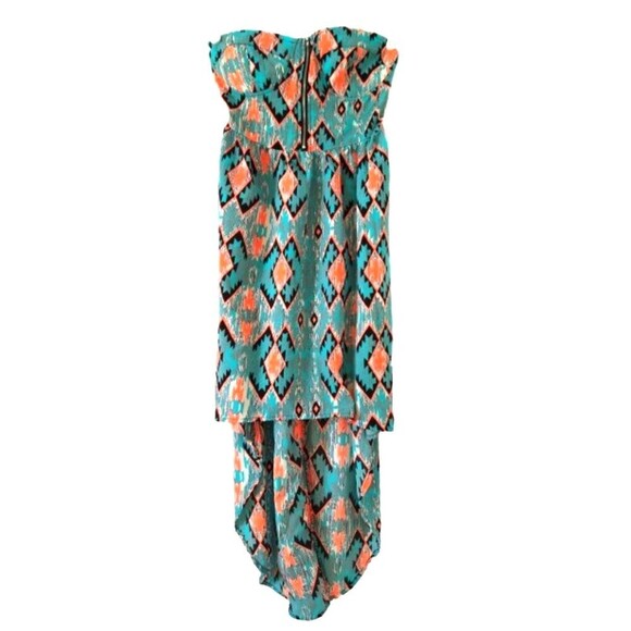 New Look Turquoise Blue and Orange Summer Top Dress Women's Size M Asymmetrical​ - Picture 1 of 4